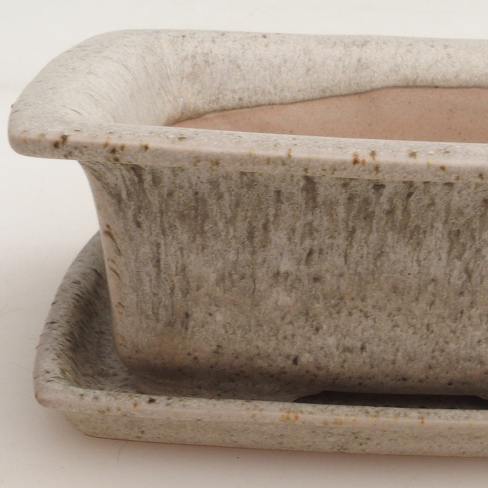 Bonsaischale + Untertasse H11 - 11,5 x 10 x 4 cm - beige