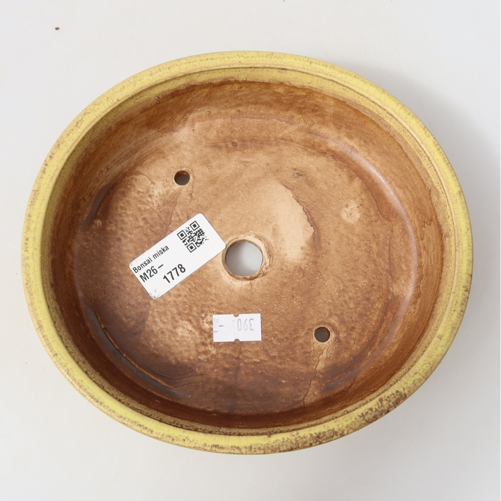 Keramik-Bonsai-Schale, 18 x 16,5 x 4,5 cm, Farbe: Gelb