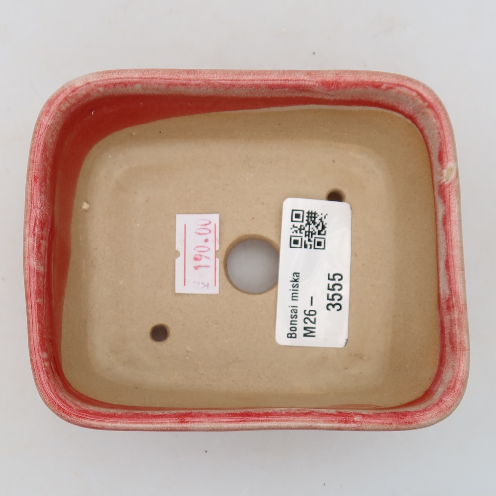 Keramik-Bonsai-Schale, 10,5 x 8,5 x 4 cm, Farbe: rot