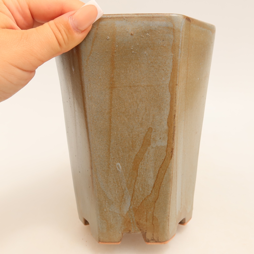 Keramik-Bonsai-Schale 13 x 12 x 17 cm, Farbe: braun-blau