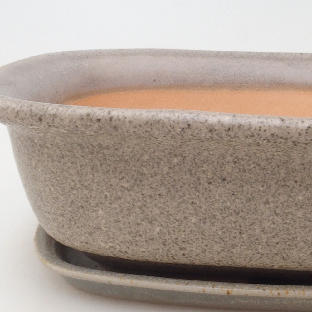 Bonsaischale + Untertasse H08 - 25 x 19,5 x 6 cm - beige