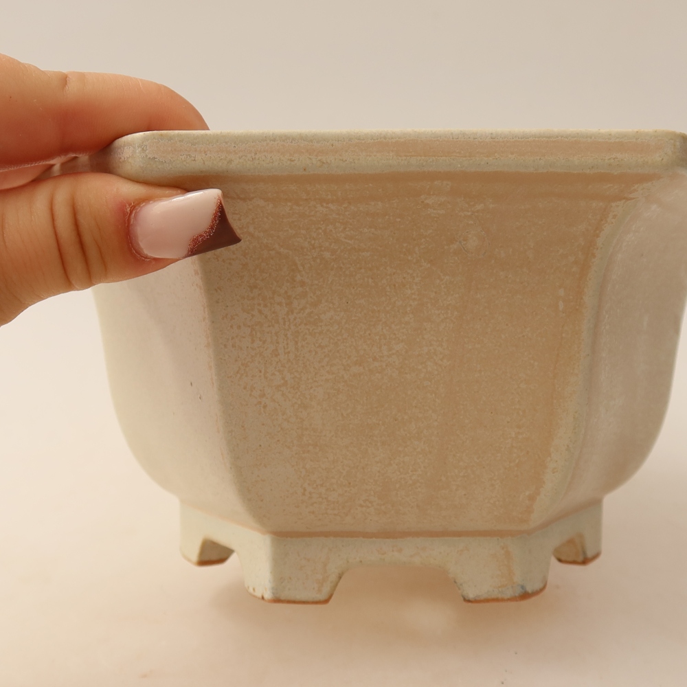 Keramik-Bonsai-Schale 18,5 x 16,5 x 9 cm, Farbe: Beige