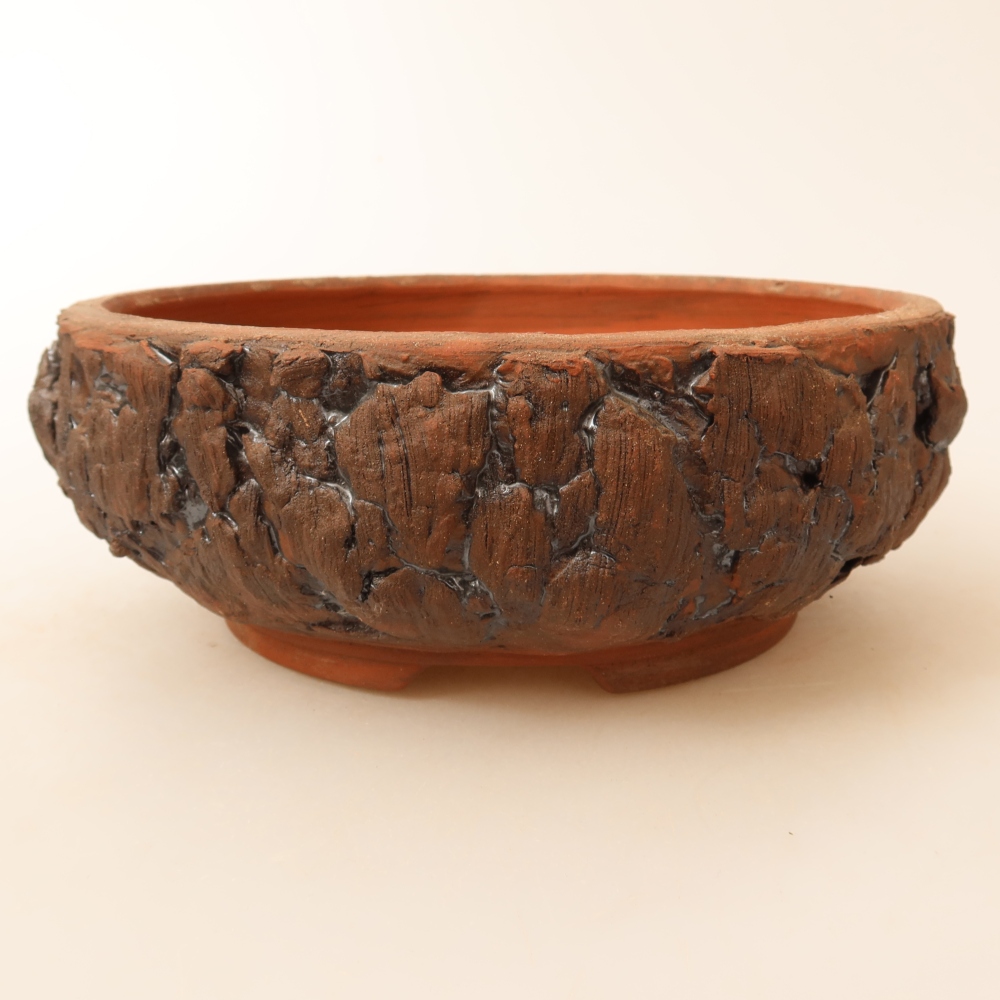 Keramik-Bonsai-Schale 17,5 x 17,5 x 6,5 cm, Farbe: braun
