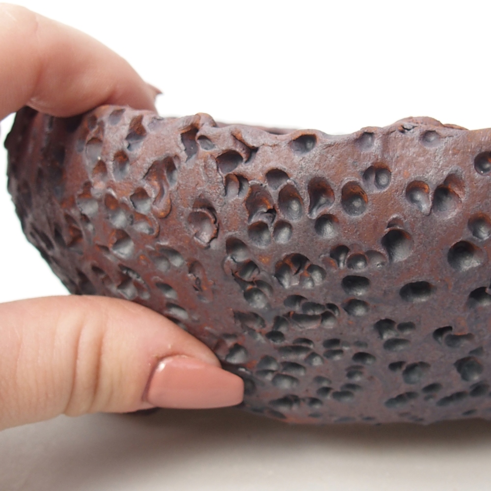 Bonsaischale aus Keramik 16,5 x 17,5 x 7 cm, metallfarben