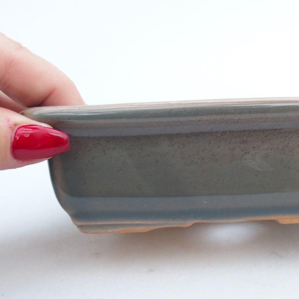 Bonsaischale aus Keramik 14 x 10,5 x 4 cm, grau