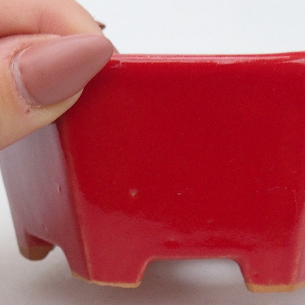Bonsaischale aus Keramik 10,5 x 9,5 x 5 cm, Farbe rot
