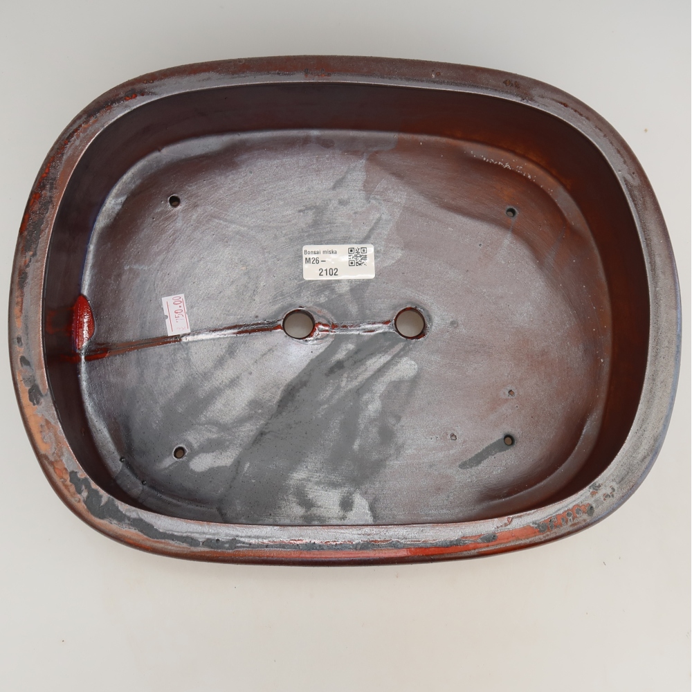 Keramik-Bonsai-Schale 31,5 x 24 x 8 cm, Farbe: metallisch-rot