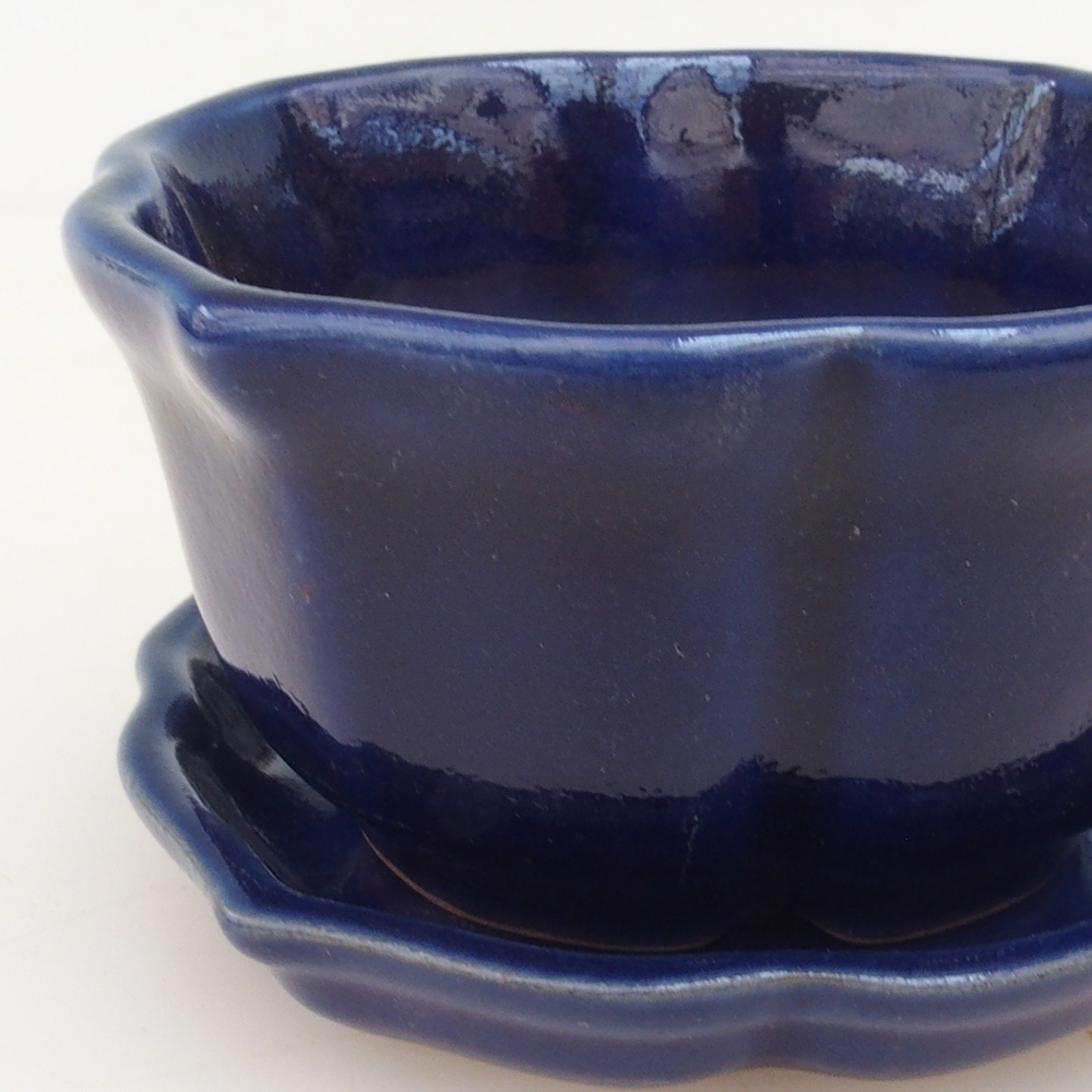 Bonsaischale + Untertasse H95 - blau
