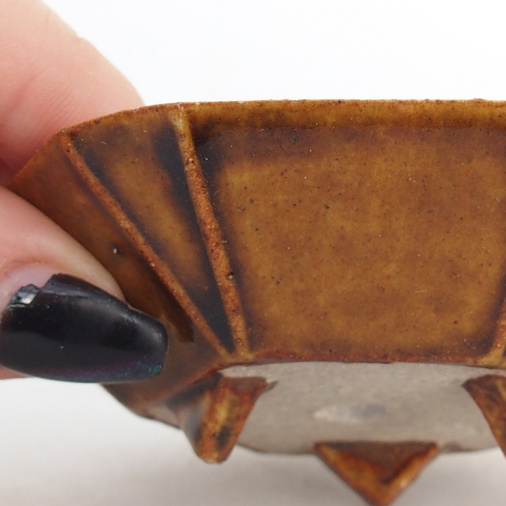 Bonsaischale aus Keramik 8,5 x 8 x 2,5 cm, braun