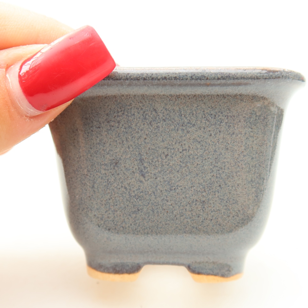 Keramik-Bonsai-Schale, 6,5 x 6,5 x 5 cm, Farbe: Grau