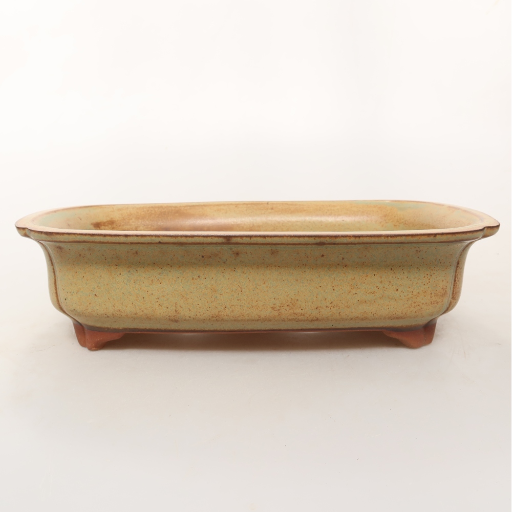 Keramikschale  24,5 x 17,5 x 6 cm, Farbe: grünbraun