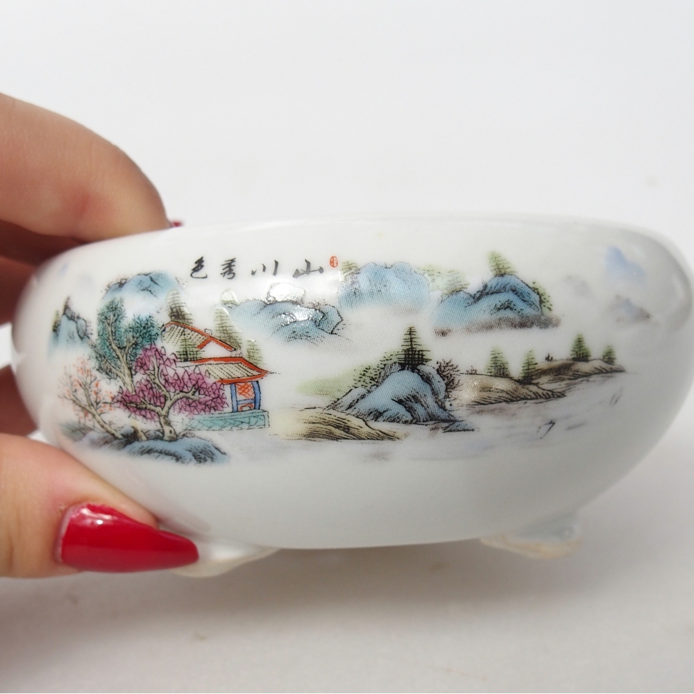 Bonsaischale aus Keramik 10 x 10 x 5 cm, Farbe weiß