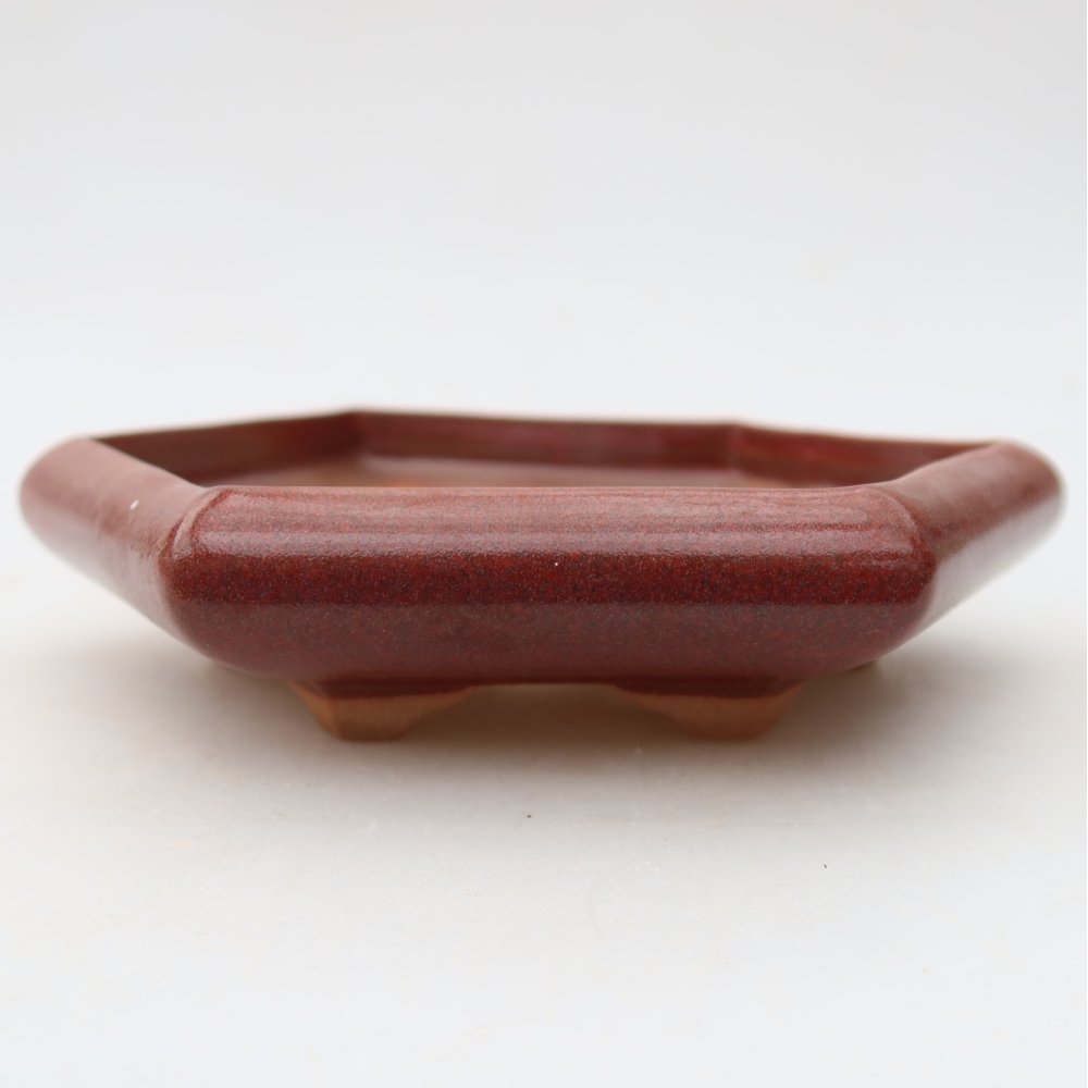 Keramik-Bonsai-Schale 17 x 15 x 4 cm, Farbe: weinrot