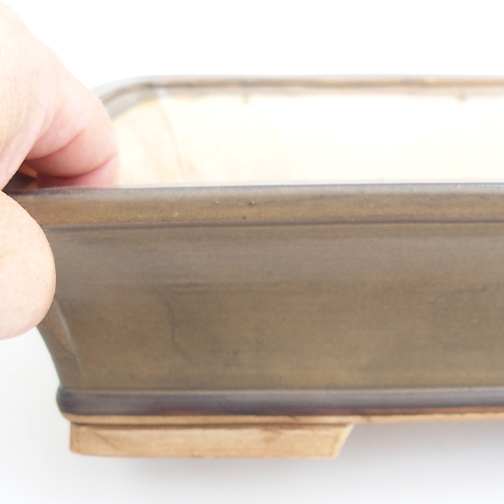 Bonsaischale aus Keramik 29,5 x 25 x 7,5 cm, braun