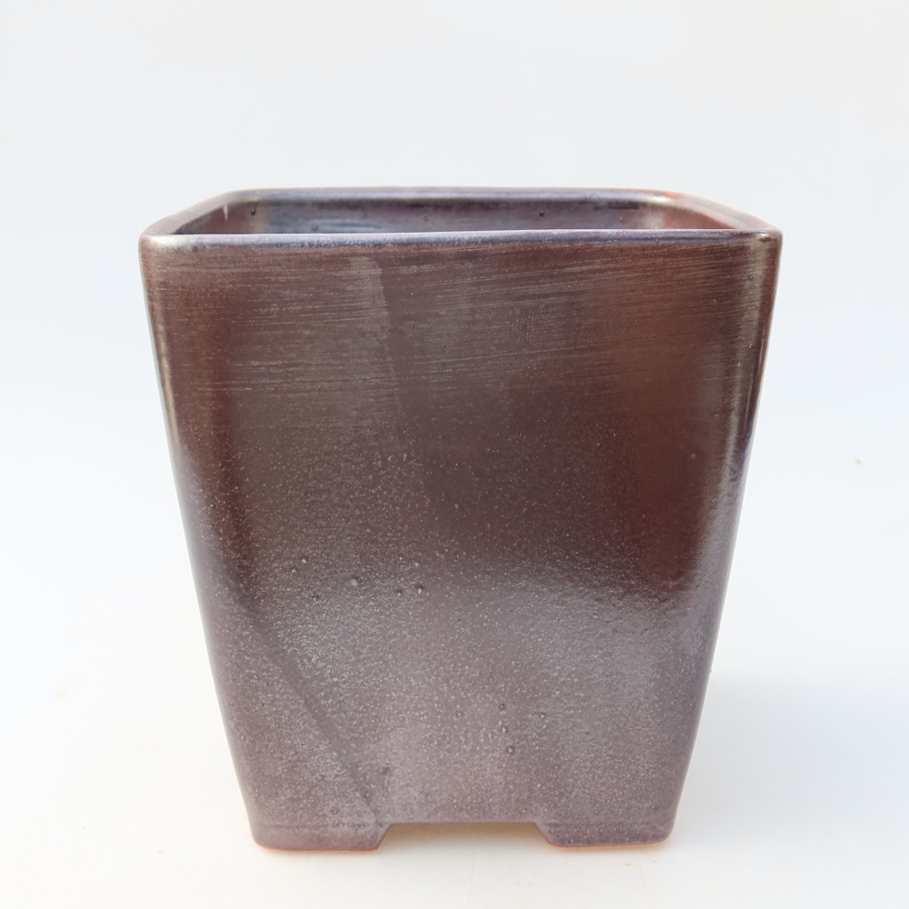 Bonsaischale aus Keramik 13,5 x 13,5 x 15 cm, metallfarben