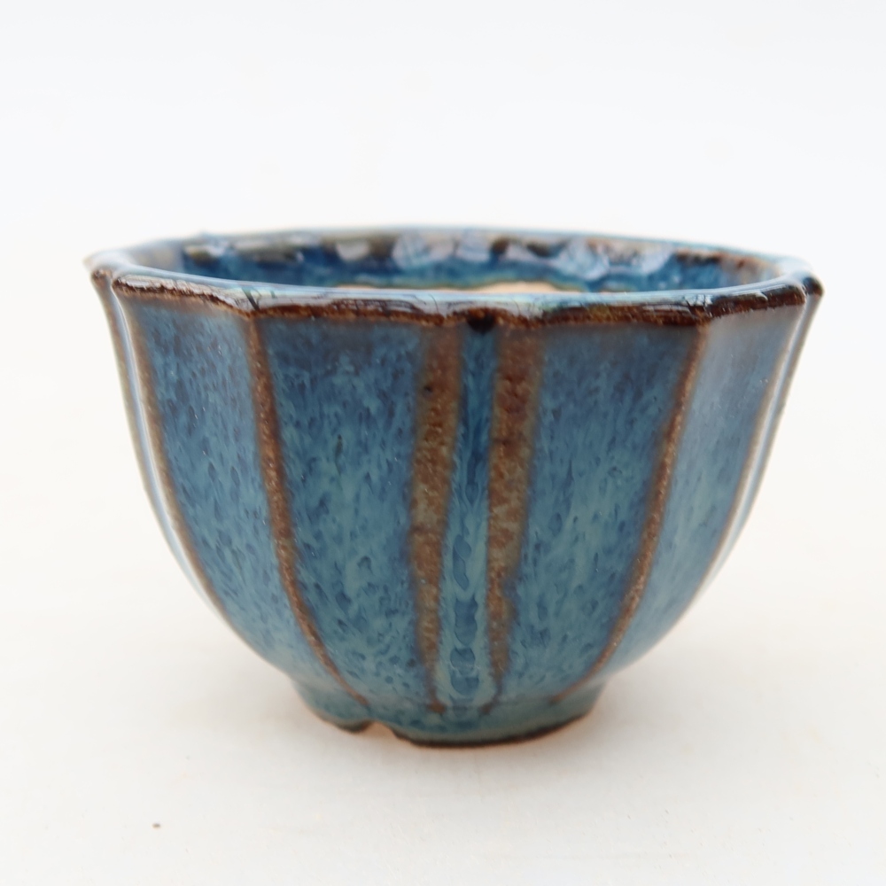 Keramik-Bonsai-Schale, 5,5 x 5,5 x 3,5 cm, Farbe: Blau