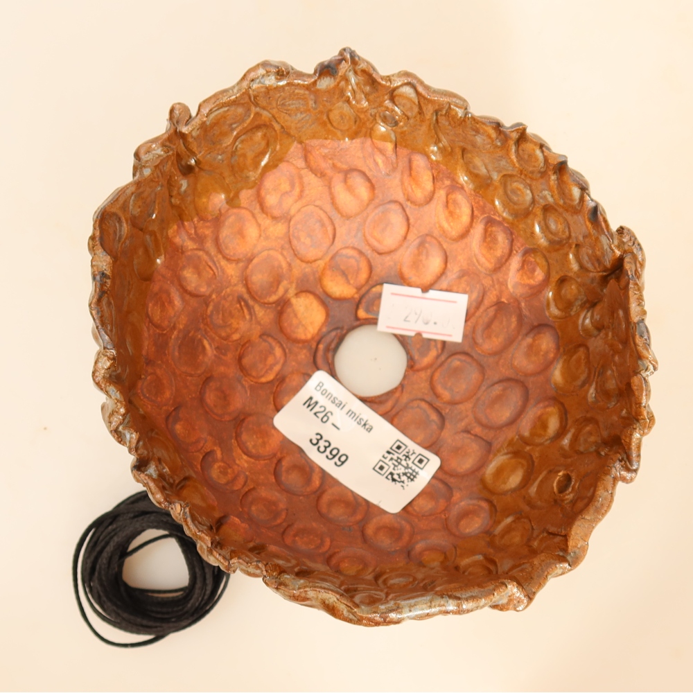 Keramikschale für Kokedama, 12,5 x 11,5 x 6 cm, Farbe: Braun