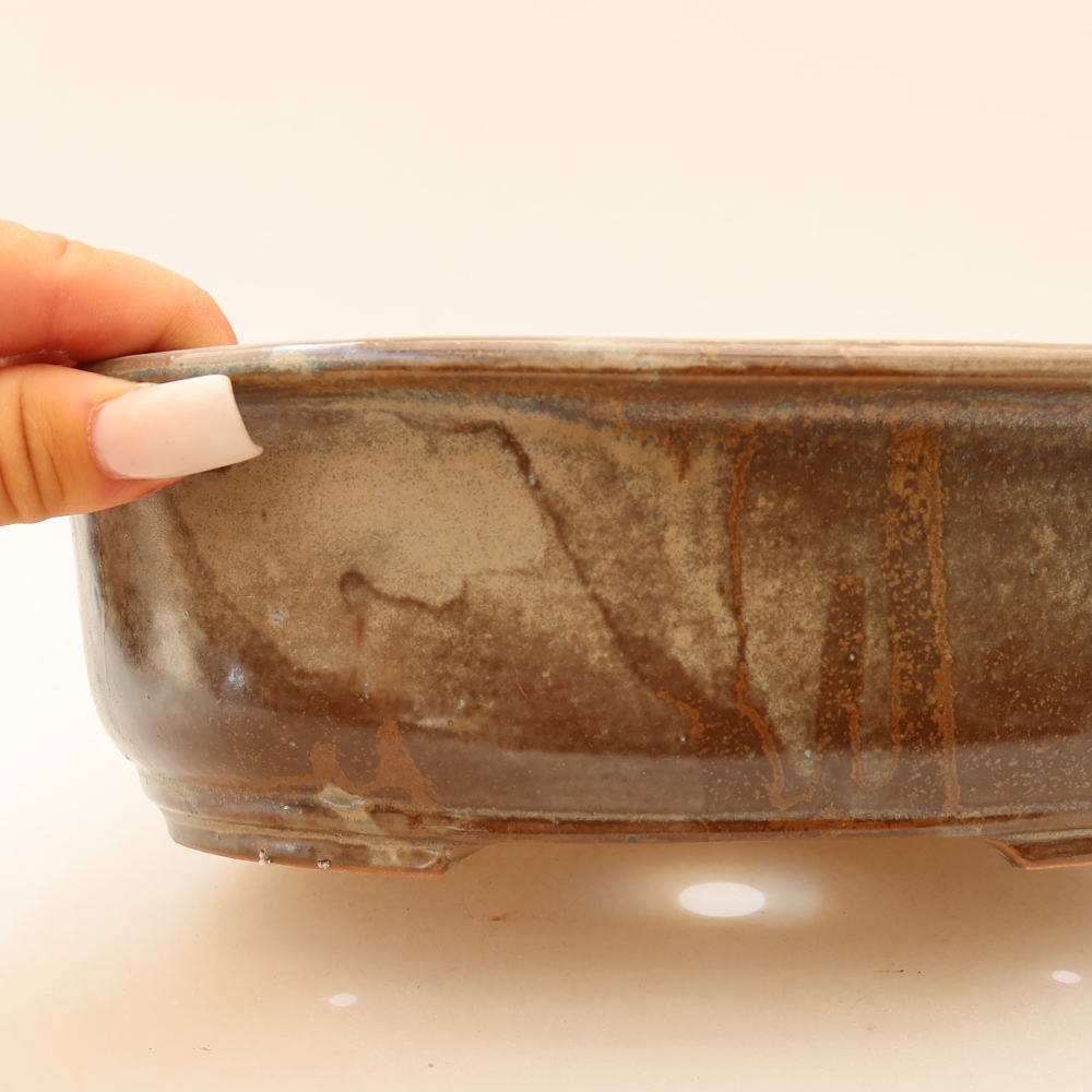 Bonsaischale aus Keramik 23 x 19 x 7 cm, braun