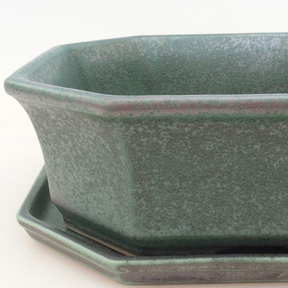 Bonsaischale + Untertasse H14 - grün