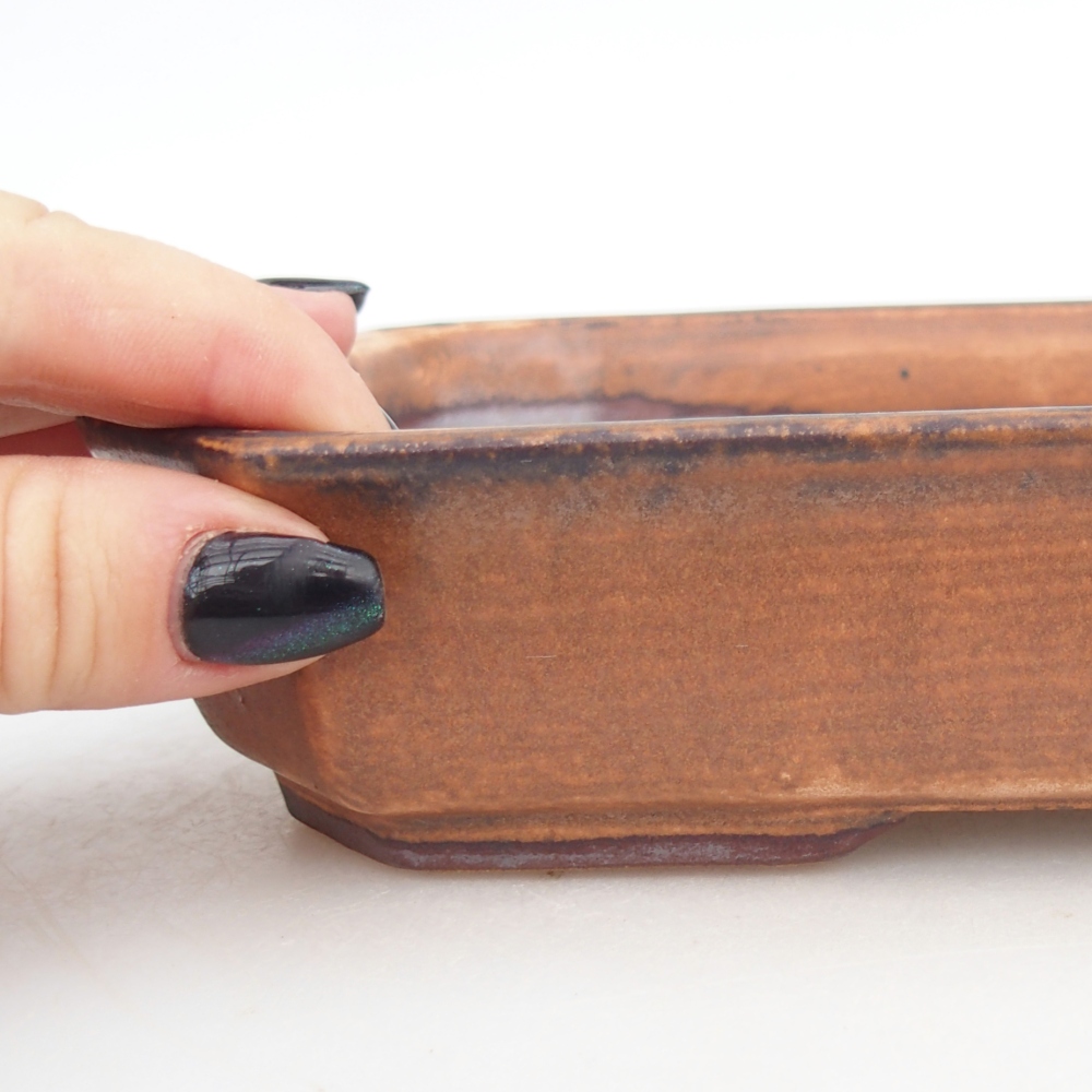Bonsaischale aus Keramik 18,5 x 13,5 x 4,5 cm, braun