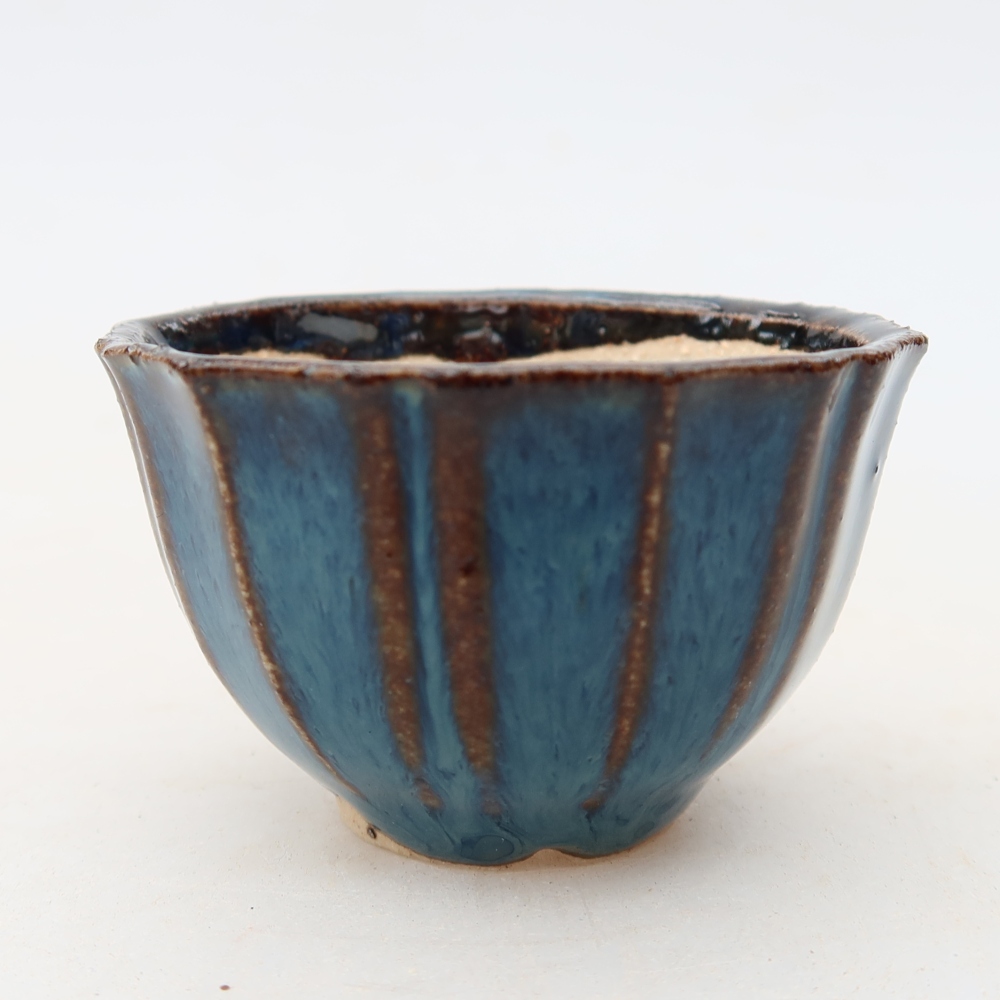 Keramik-Bonsai-Schale, 5,5 x 5,5 x 3,5 cm, Farbe: Blau