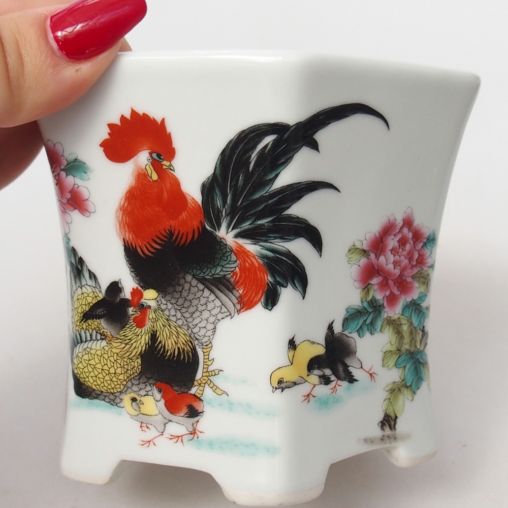 Bonsaischale aus Keramik 10,5 x 9,5 x 9 cm, Farbe weiß