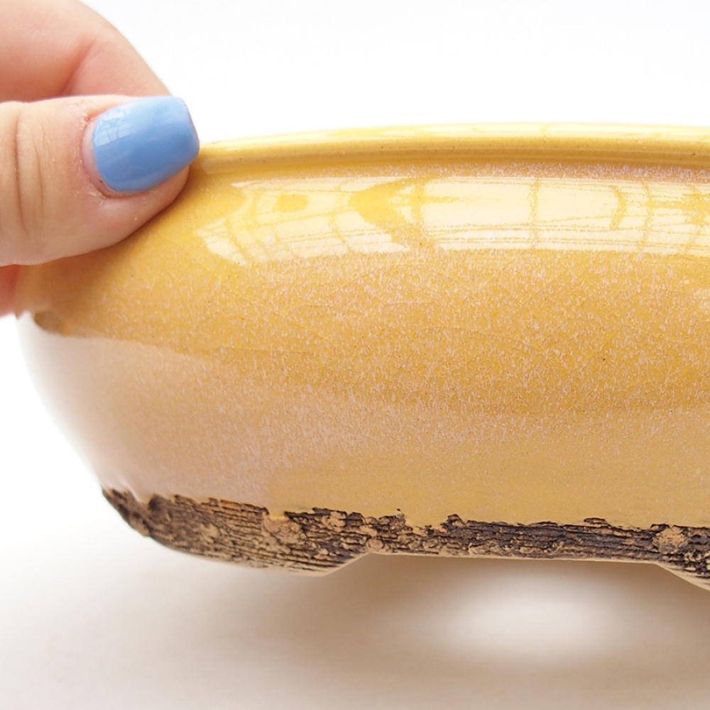 Bonsaischale aus Keramik 18,5 x 18,5 x 6 cm, gelb