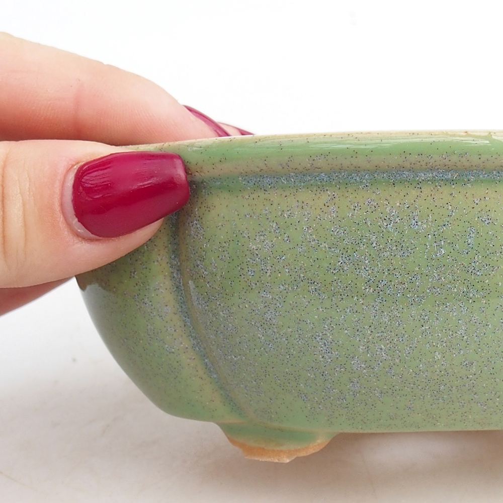 Bonsaischale aus Keramik 12,5 x 10,5 x 5 cm, grün