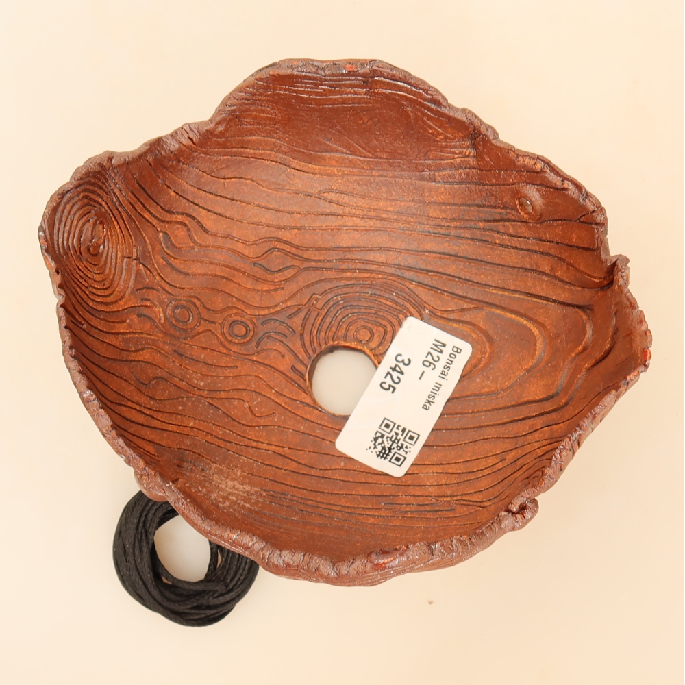 Keramikschale für Kokedama, 13 x 11,5 x 6,5 cm, Farbe: braun