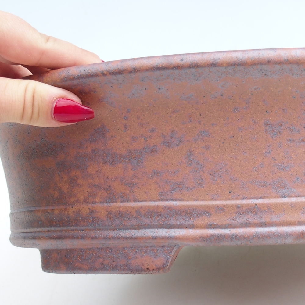 Bonsaischale aus Keramik 36,5 x 28,5 x 9 cm, metallfarben