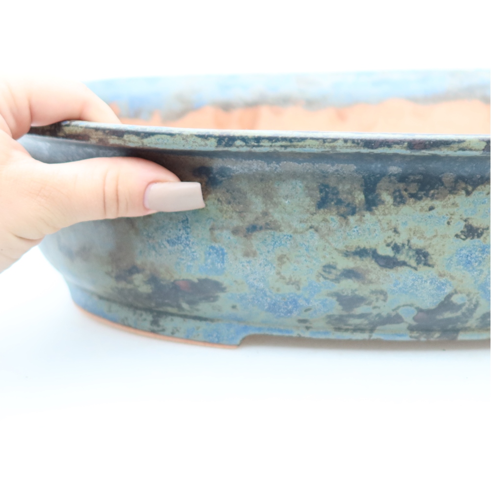 Keramik-Bonsai-Schale 36 x 28 x 8,5 cm, Farbe: braun-blau