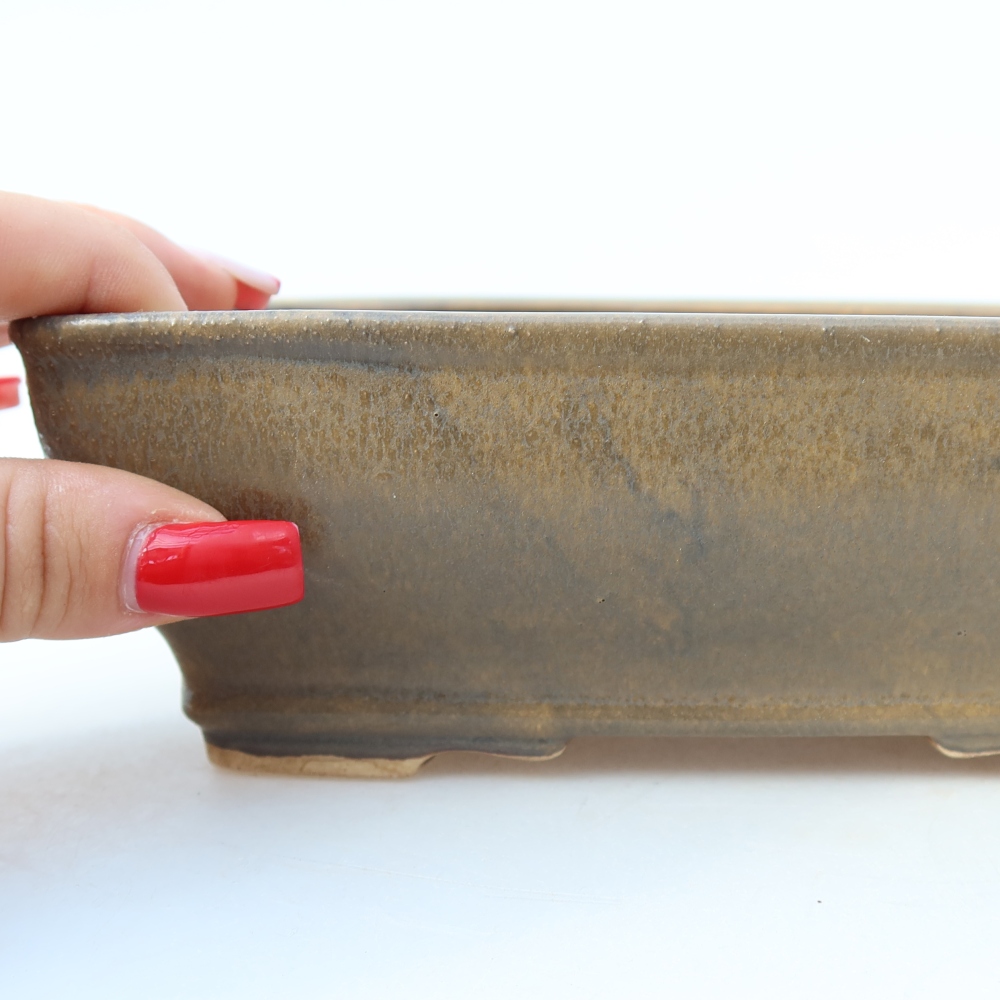 Keramik-Bonsai-Schale, 18,5 × 15,5 × 6 cm, Farbe: Braun
