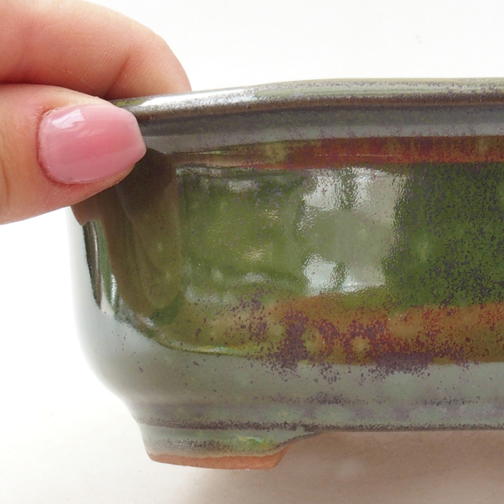 Bonsaischale aus Keramik 15,5 x 12 x 5,5 cm, grün