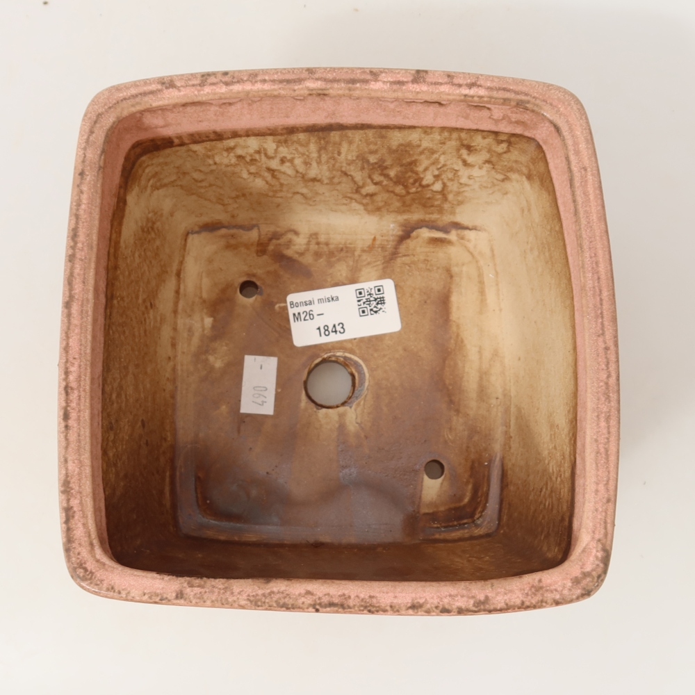 Bonsai-Schale aus Keramik, 16 x 16 x 10 cm, Farbe: Rosa