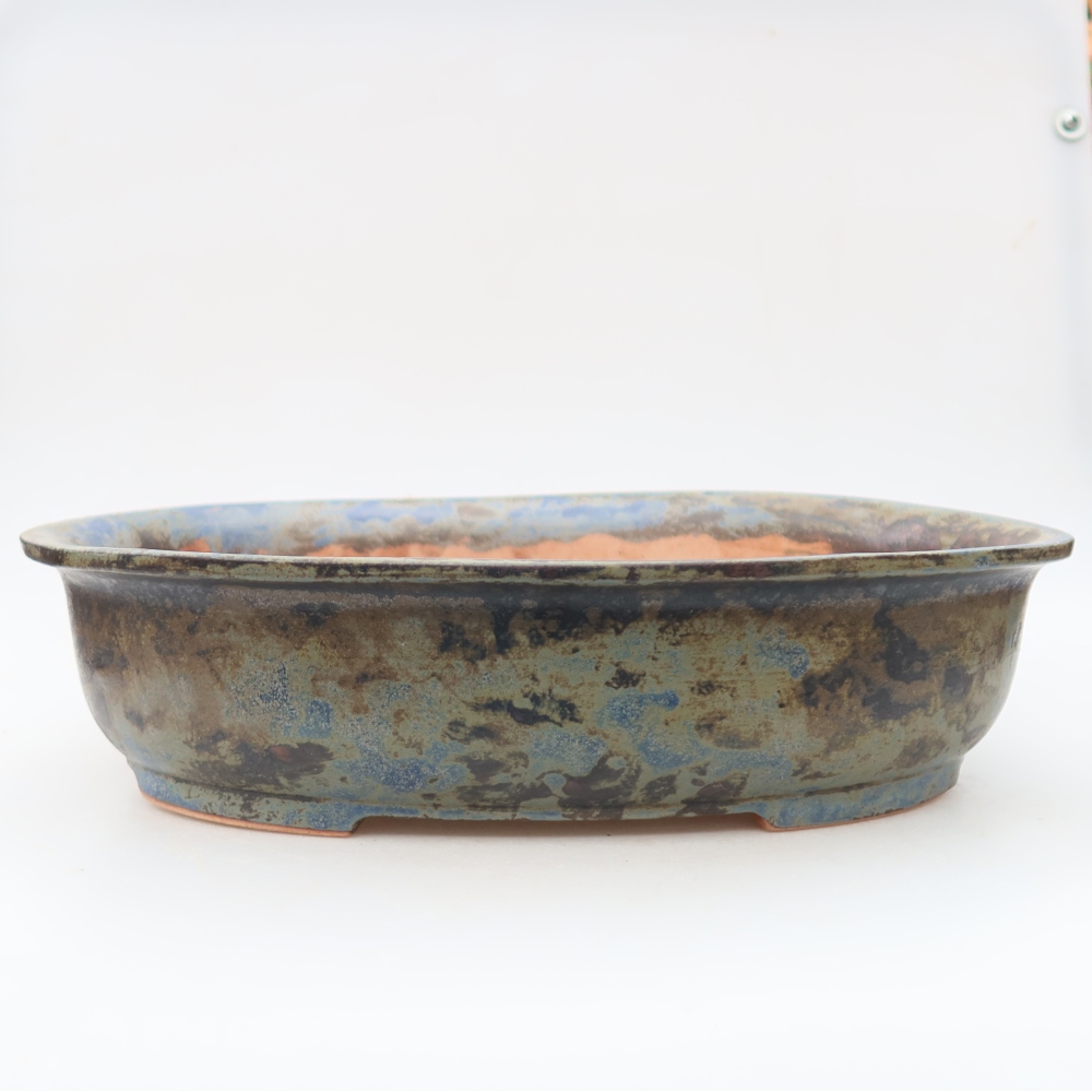 Keramik-Bonsai-Schale 36 x 28 x 8,5 cm, Farbe: braun-blau
