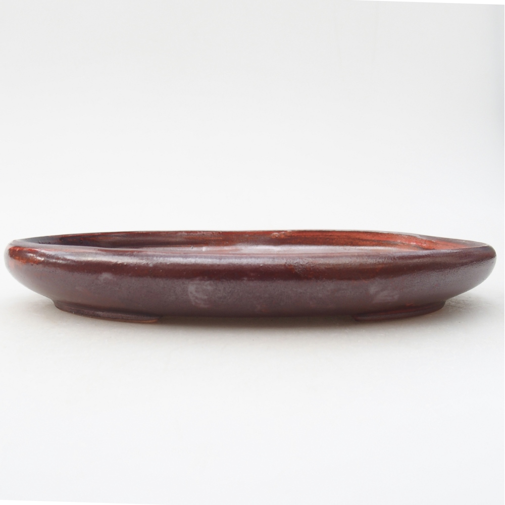Bonsaischale aus Keramik 22,5 x 16,5 x 3 cm, Farbe rot-braun