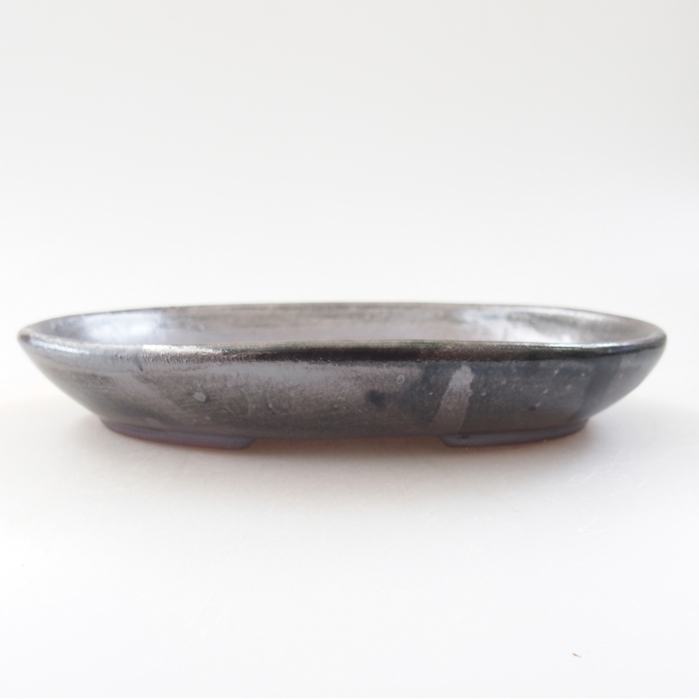 Bonsaischale aus Keramik 15,5 x 11 x 2,5 cm, metallisch grün