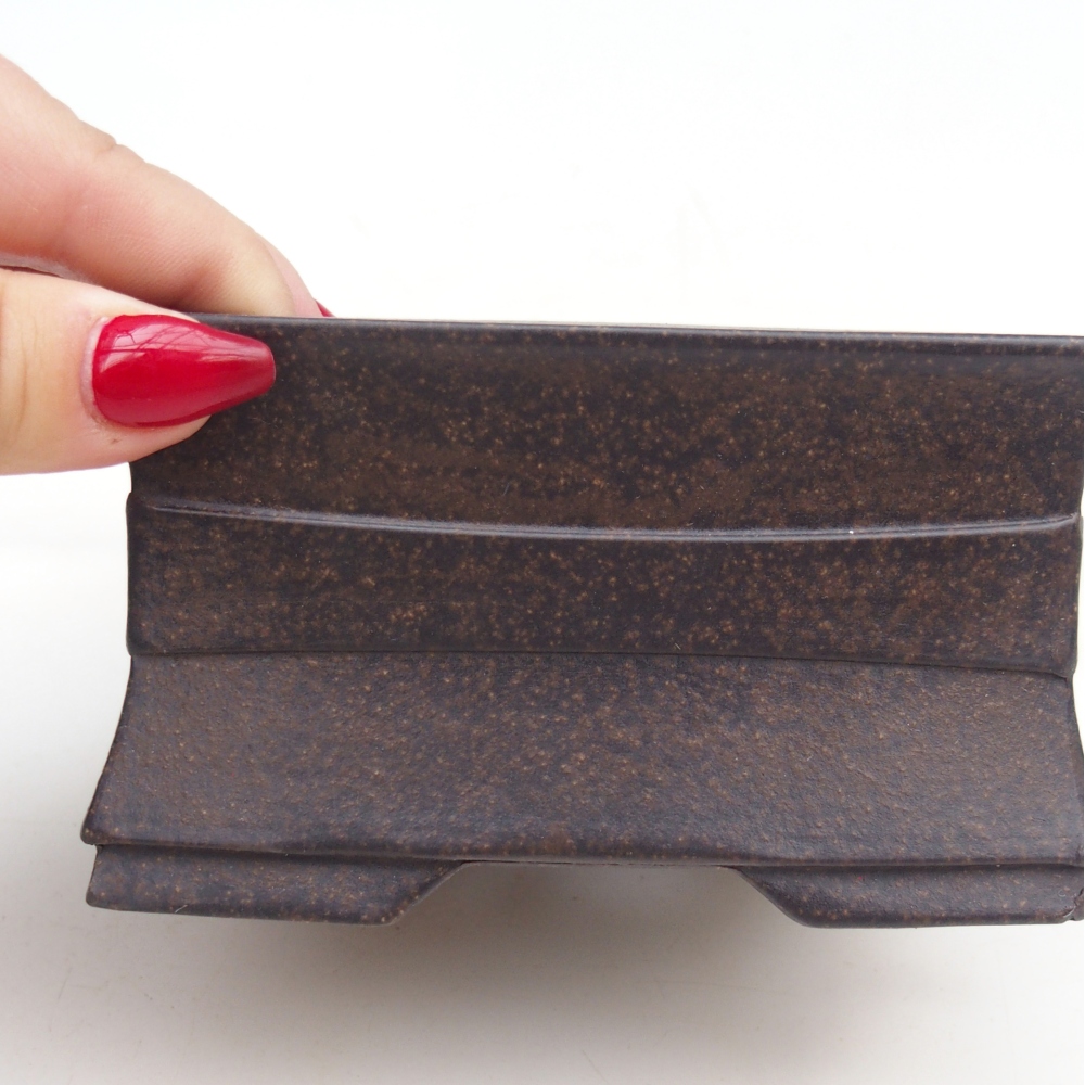 Bonsaischale aus Keramik 12 x 12 x 6,5 cm, Farbe bräunlich ocker