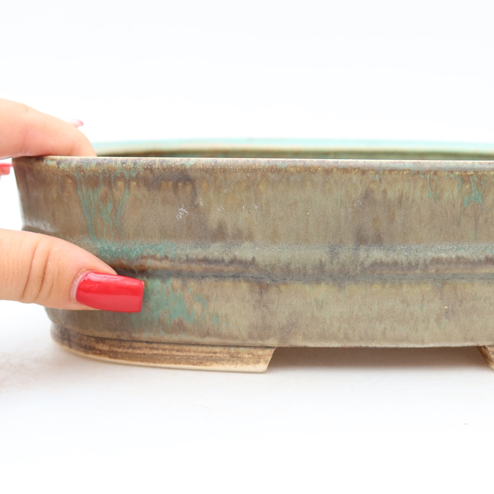 Keramik-Bonsai-Schale 24,5 x 20,5 x 6,5 cm, Farbe: grün