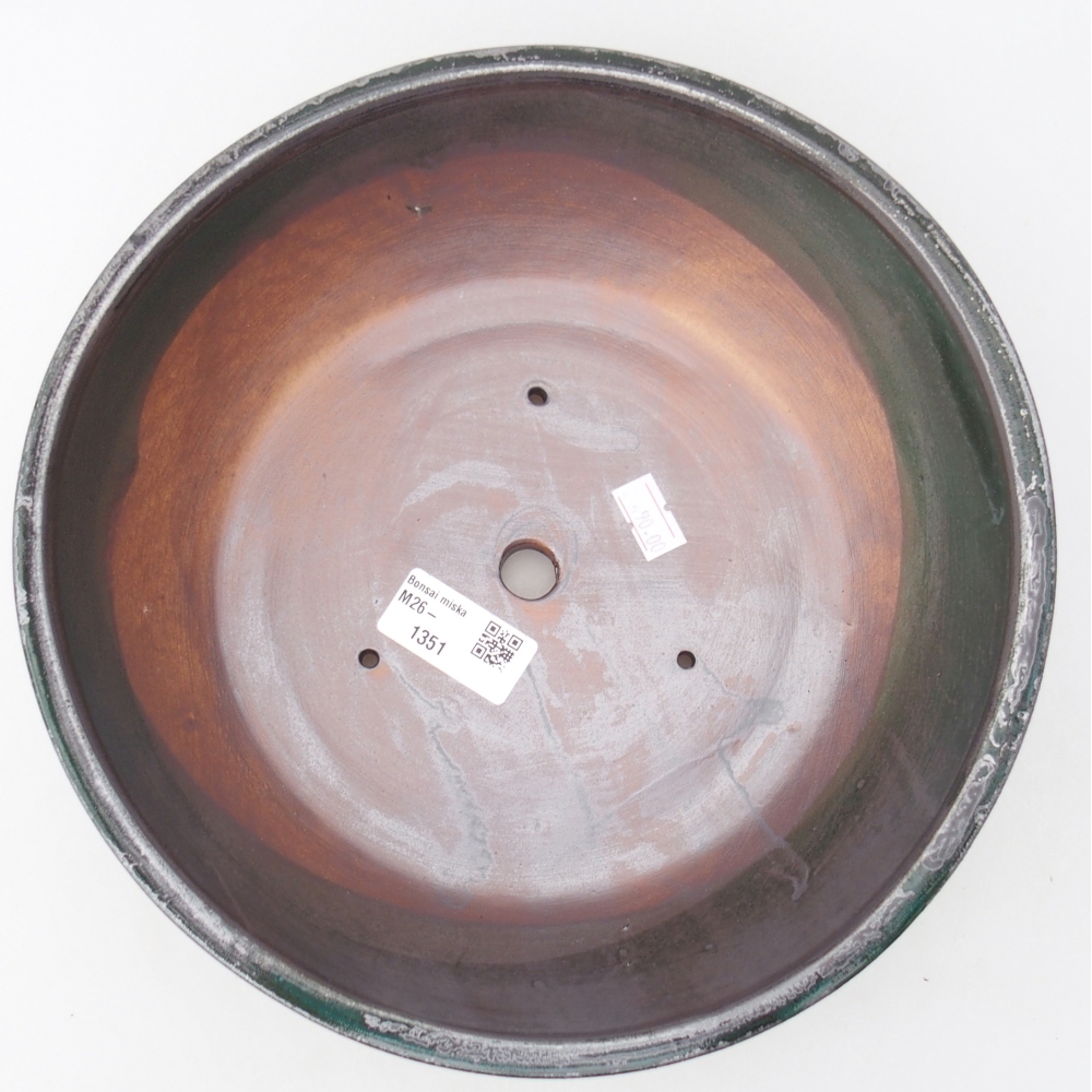 Bonsaischale aus Keramik 24 x 24 x 7,5 cm, grün-metallic