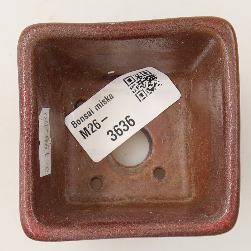 Keramik-Bonsai-Schale, 6,5 × 6,5 × 5 cm, Farbe: braun