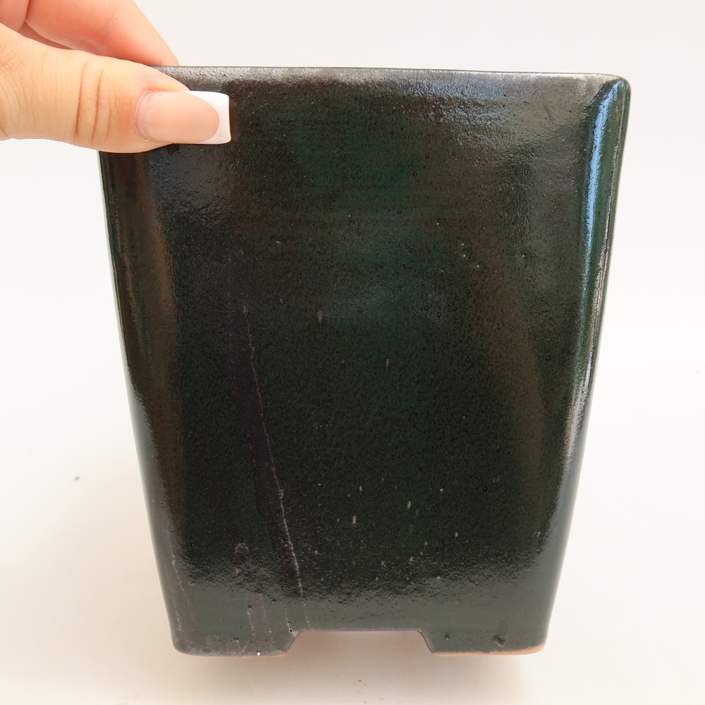 Bonsaischale aus Keramik 13,5 x 13,5 x 15 cm, grün