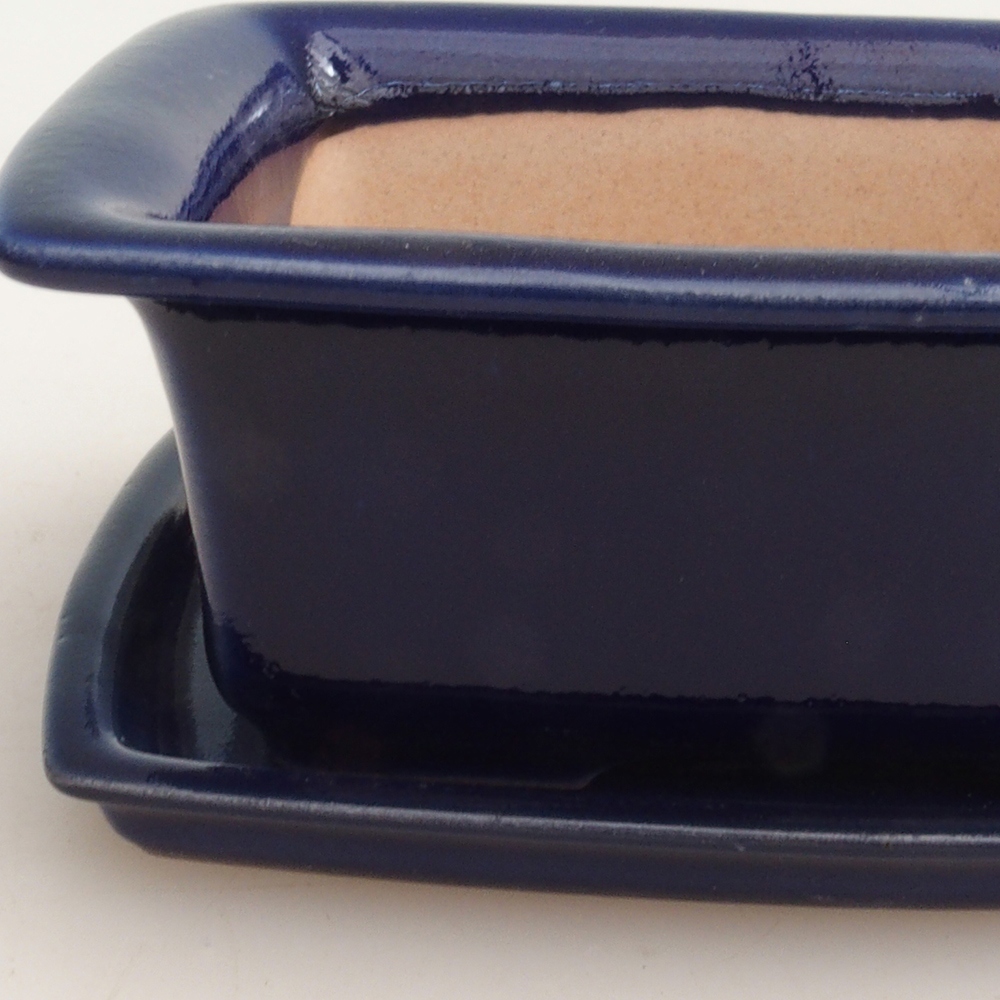 Bonsaischale + Untertasse H11 - 11,5 x 10 x 4 cm - blau