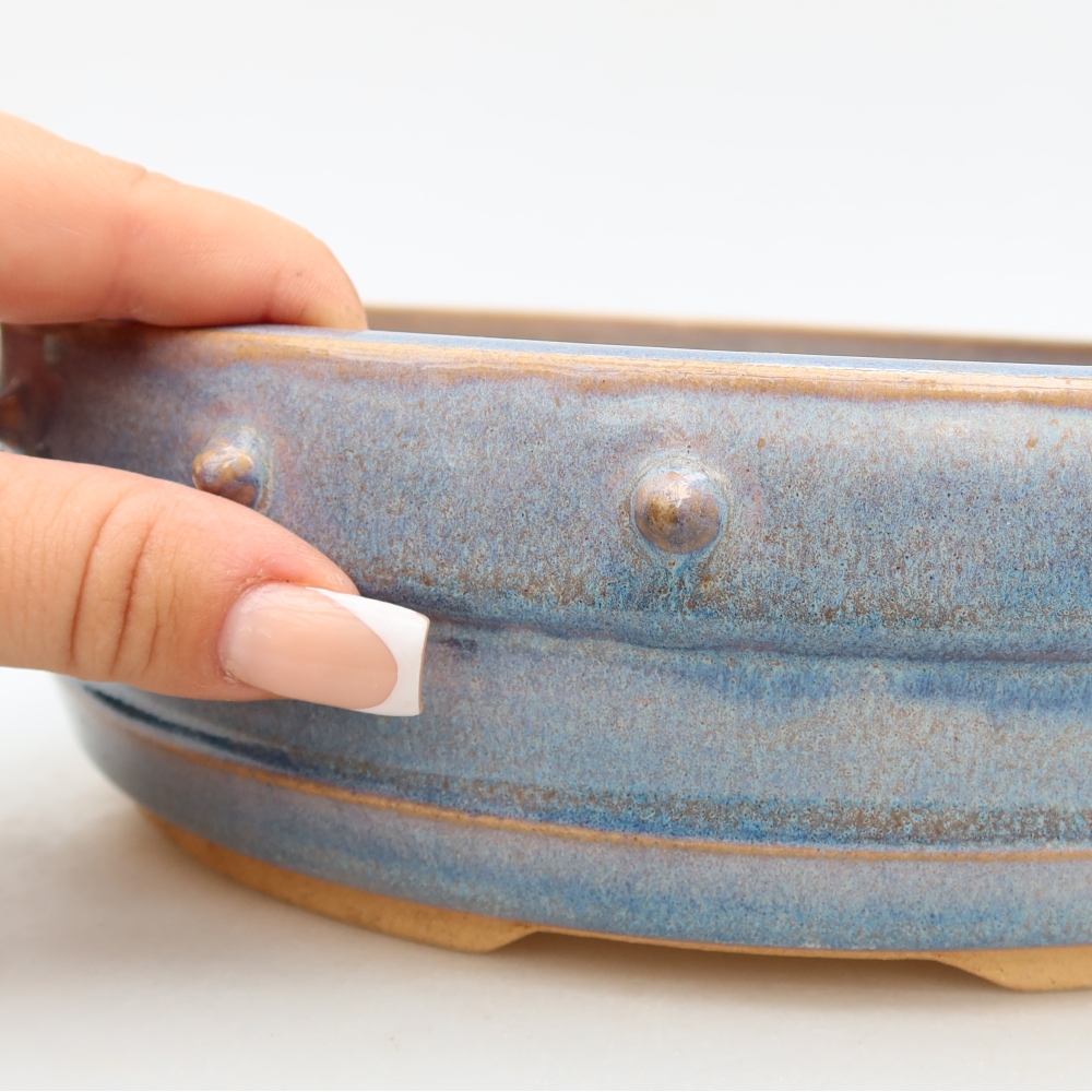 Keramik-Bonsai-Schale, 23,5 x 23,5 x 7 cm, Farbe: Blau
