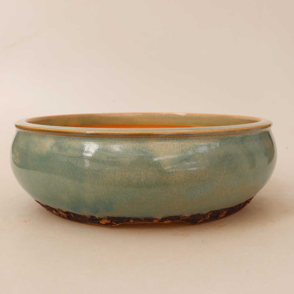 Keramik-Bonsai-Schale 25 x 25 x 7,5 cm, Farbe: grün