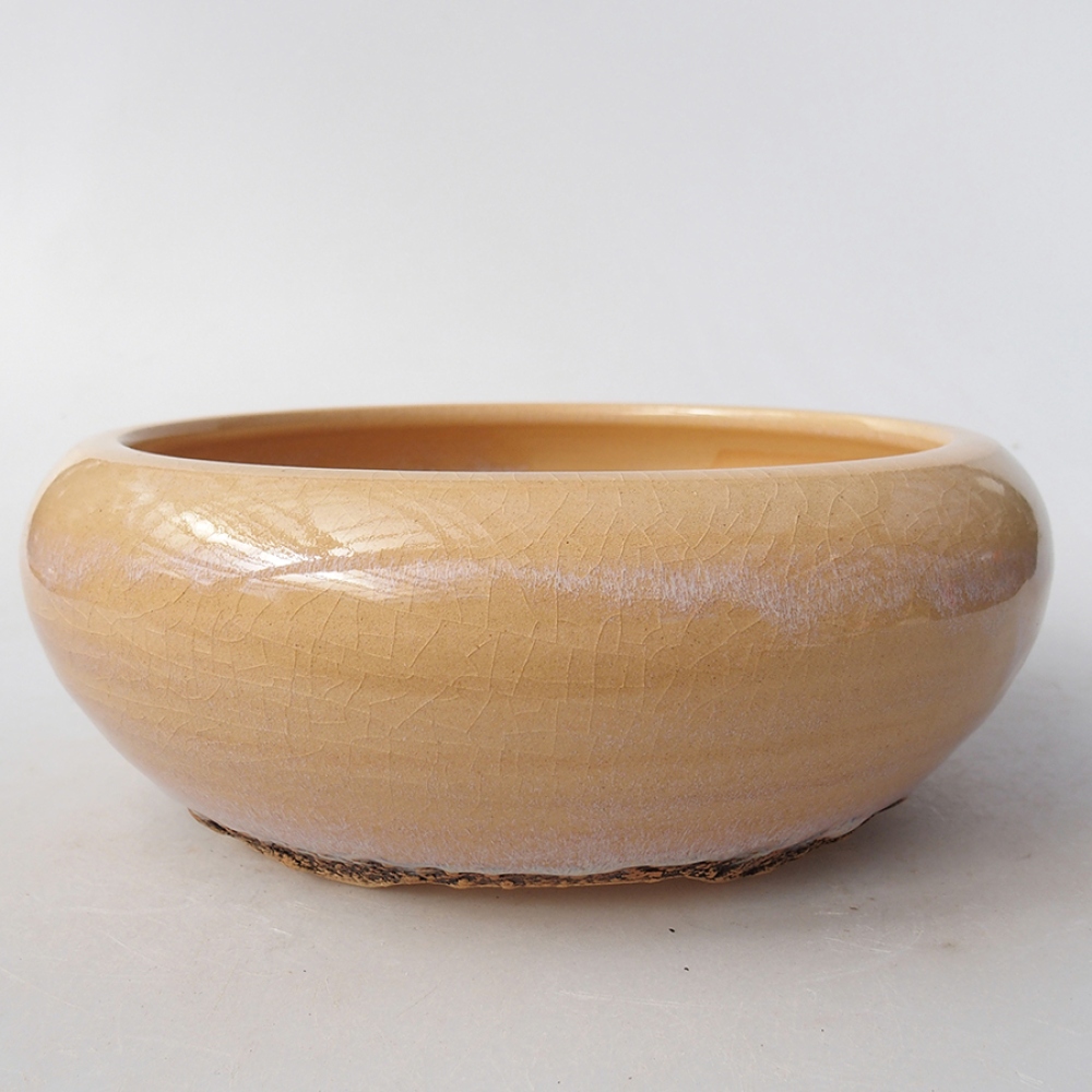 Bonsaischale aus Keramik 18 x 18 x 6 cm, Farbe beige