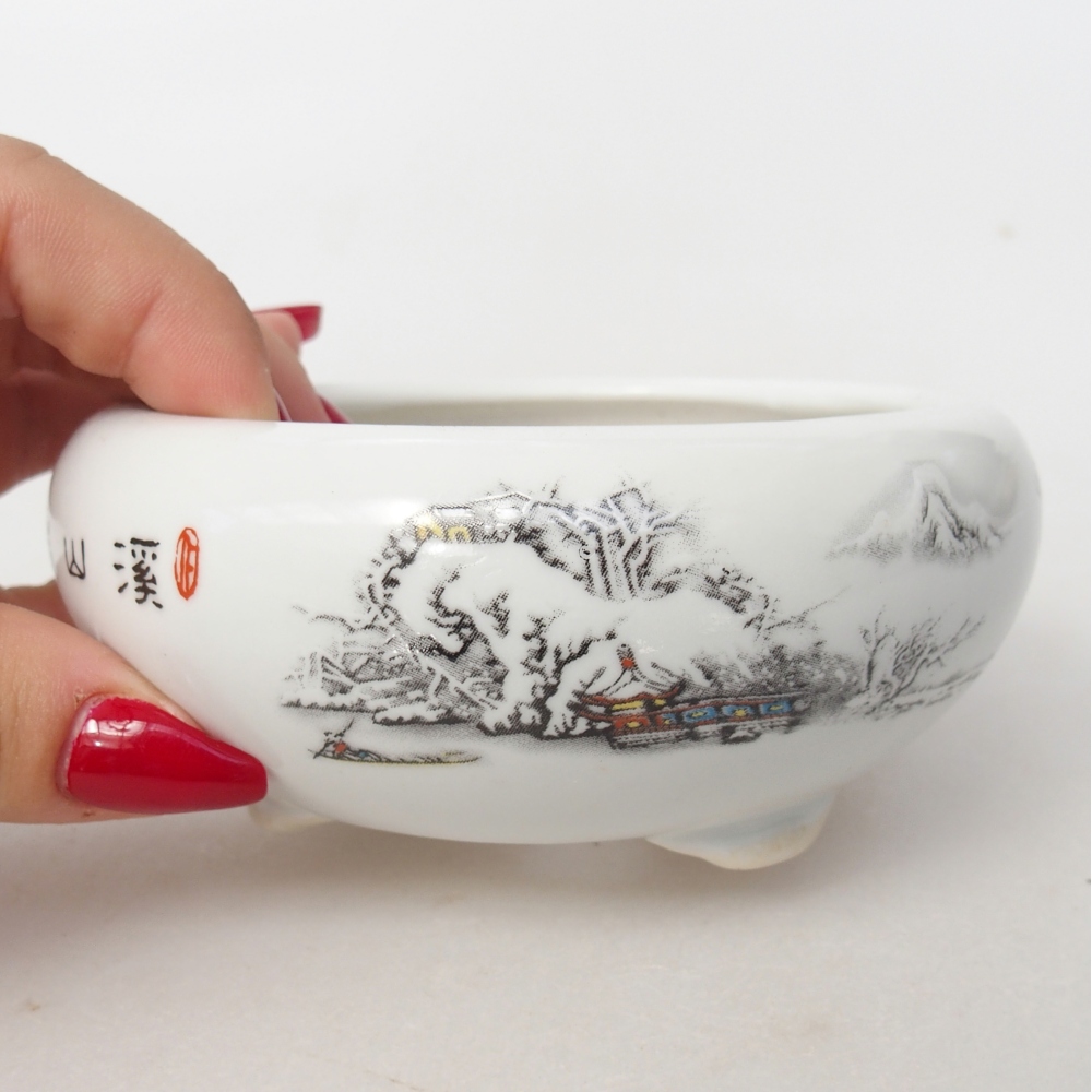 Bonsaischale aus Keramik 10 x 10 x 5 cm, Farbe weiß