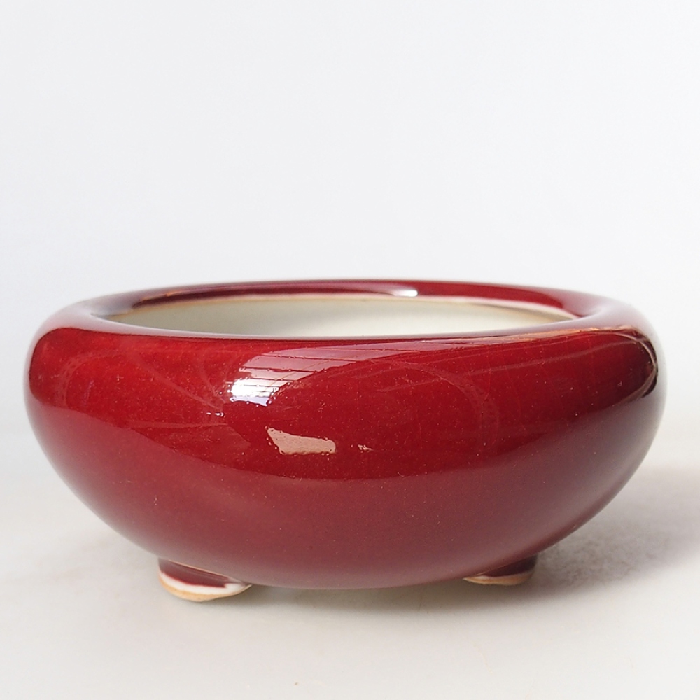 Bonsaischale aus Keramik 10,5 x 10,5 x 4,5 cm, Farbe rot