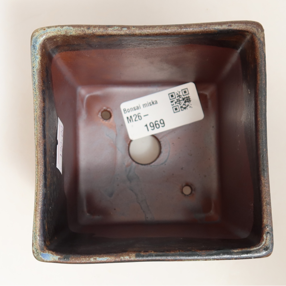 Keramik-Bonsai-Schale 9 x 9 x 8,5 cm, Farbe: braun-grün