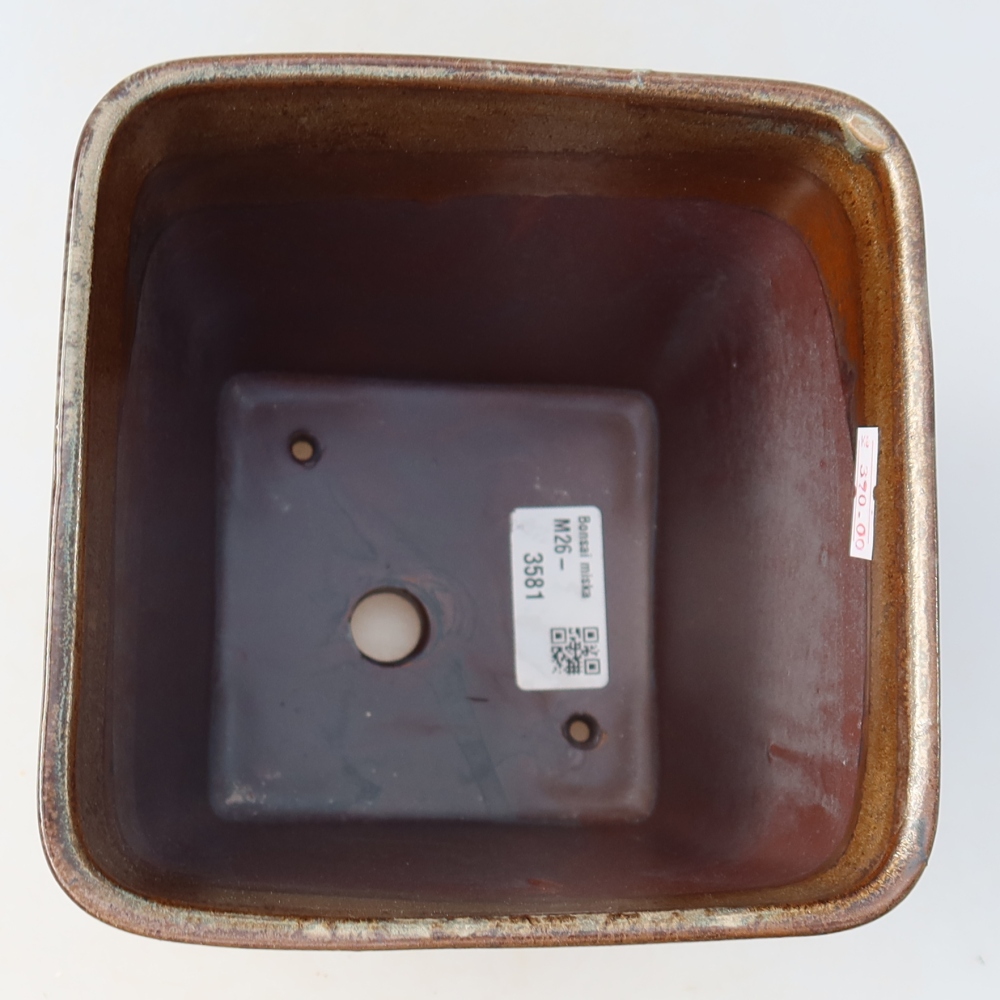 Keramik-Bonsai-Schale 13,5 x 13,5 x 15 cm, Farbe: braun